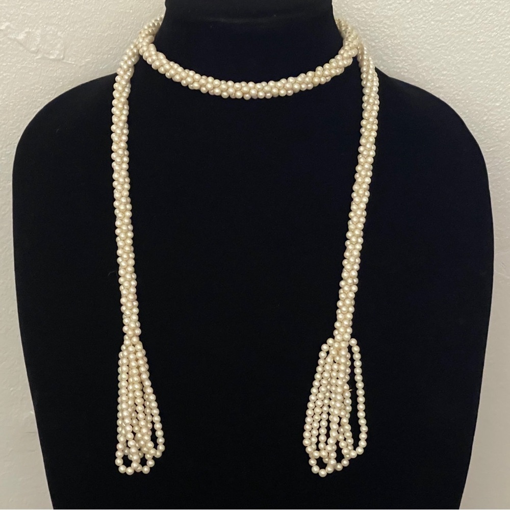 Vintage faux pearl rope with Tassels.